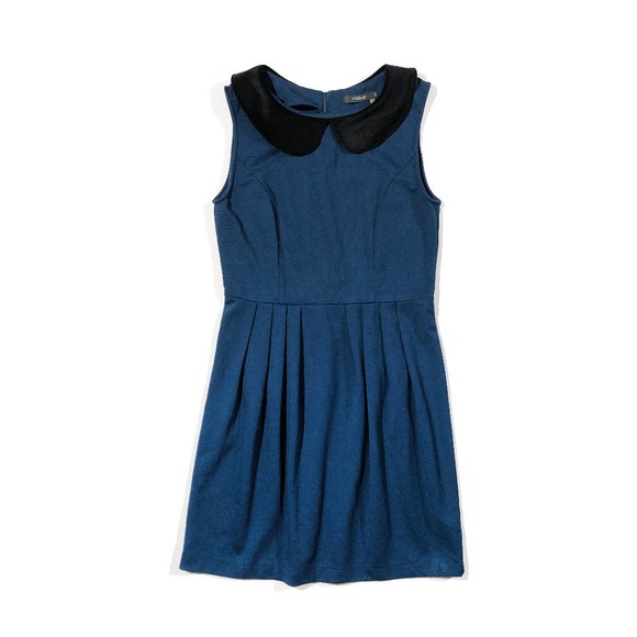 Theme Womens Size S Blue/Teal Peter Pan Collar Retro Sleeveless Dress - Picture 1 of 7